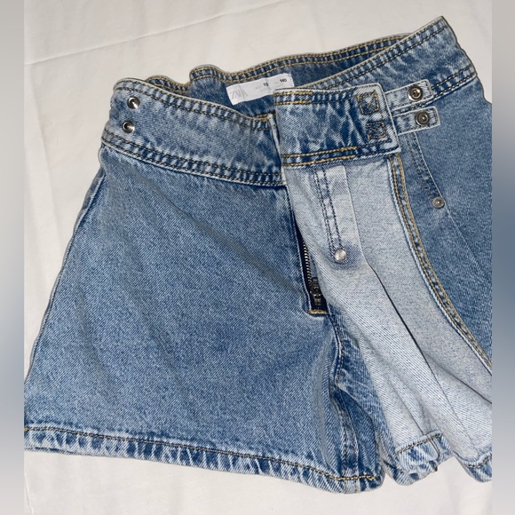 Zara Jean skort denim shorts pleated button snap high waist blue little girls - Picture 4 of 9